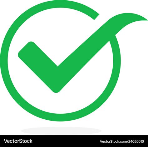 Tick Icon Symbol Green Checkmark Isolated Vector Image