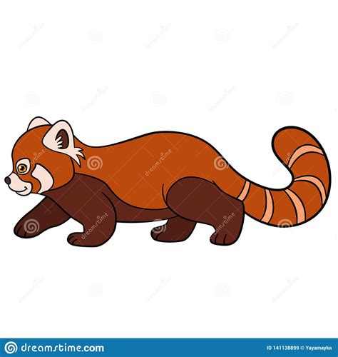 Cartoon Wild Animals Little Cute Baby Red Panda Stock Vector