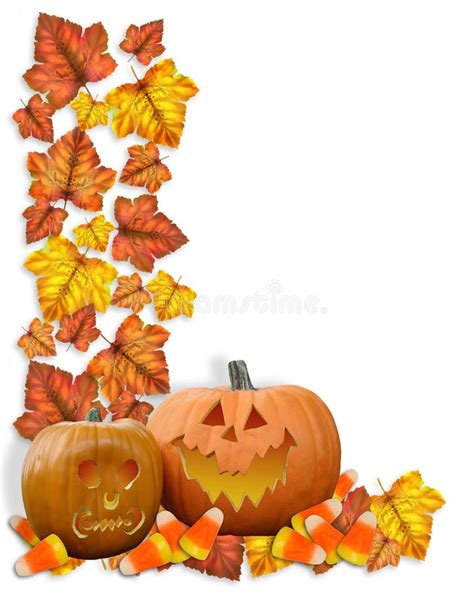 Autumn Border Fall Leaves Pumpkins Stock Illustration Illustration Of