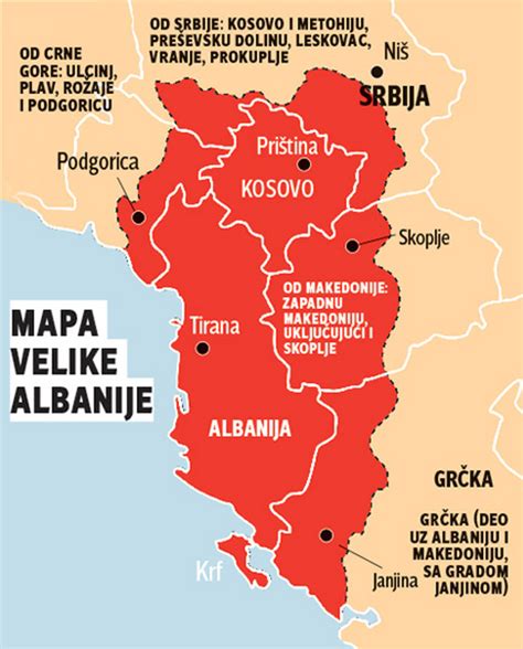 Velika Albanija Karta Gorje Karta