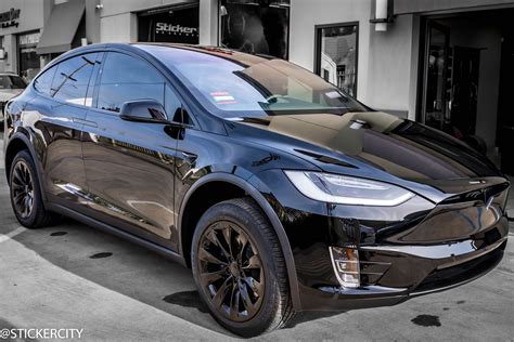Tesla Model X With Blacked Out Chrome Pieces And Emblems
