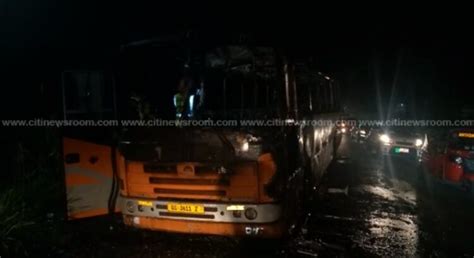 Kumasi Over 70 Passengers Escape Unhurt After Bus Catches Fire