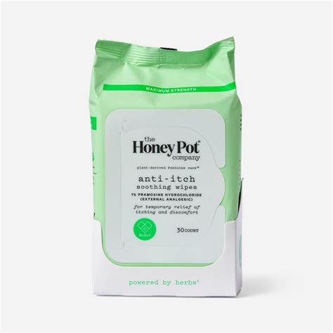 The Honey Pot Anti Itch Wipes With 1 Pramoxine And Witch Hazel 30 Ct