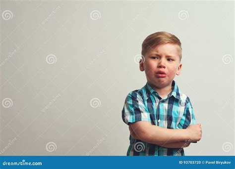 Portrait Of Angry Caucasian Child Stock Photo Image Of Crying