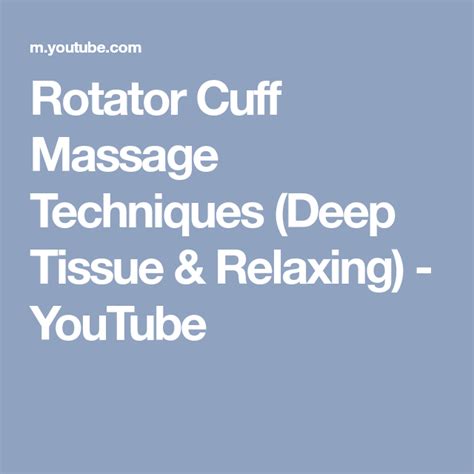 Rotator Cuff Massage Techniques Deep Tissue And Relaxing Youtube