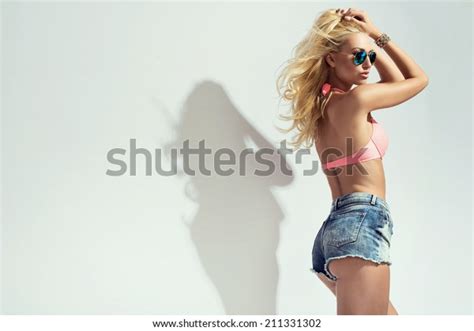 Sexy Beautiful Blonde Woman Posing Swimsuit Shutterstock