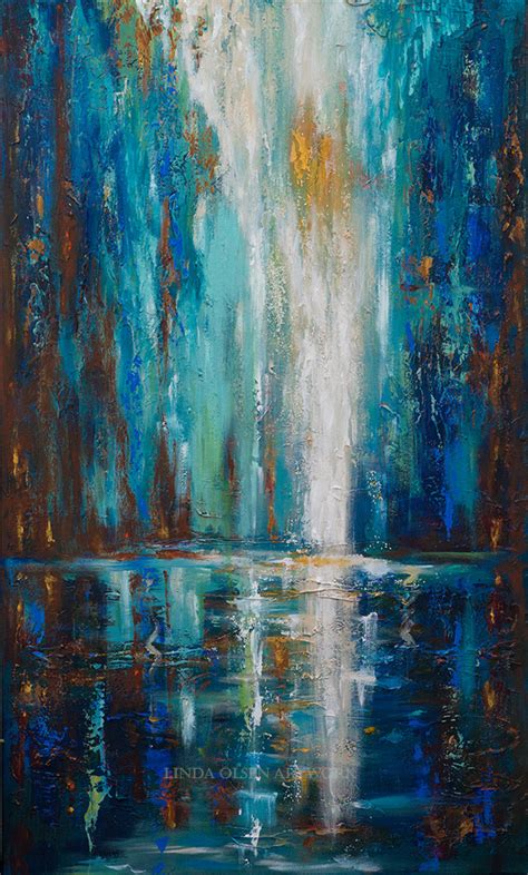 Large Abstract Painting Of Waterfall