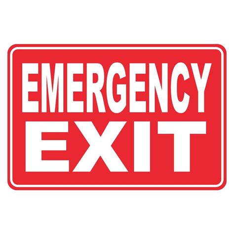 12 In X 8 In Plastic Red Emergency Exit Egress Sign Pse 0090 The