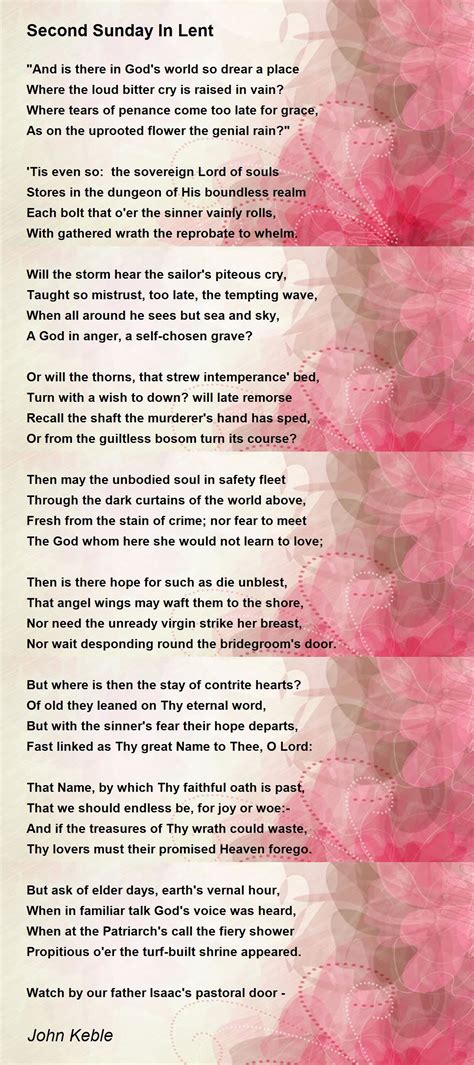 Second Sunday In Lent Poem By John Keble Poem Hunter