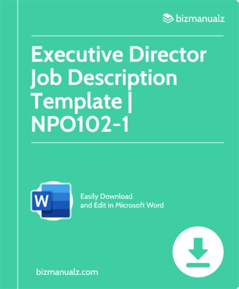 Executive Director Job Description Template Word