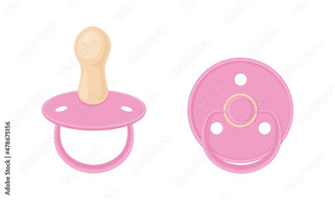 Baby Pacifier Nipples Are Pink Baby Nipples Side View And Bottom View
