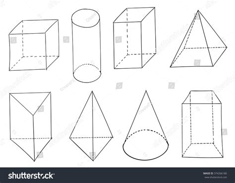 Set Vector Hand Drawn Geometric Figures Stock Vector 374266186