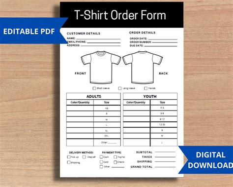 Tshirt Order Form Template Free
