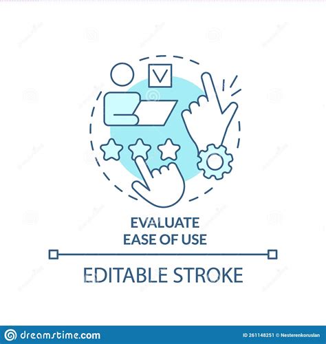 Evaluate Ease Of Use Turquoise Concept Icon Stock Vector Illustration