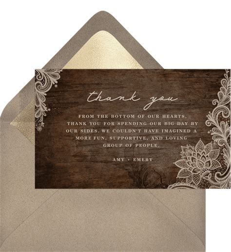 Rustic Lace Thank You Notes In Creme