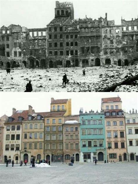 before and after ww2 warsaw poland