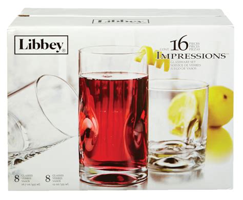 Libbey Impressions 16pc Tumbler Glassware Set Dishwasher Safe 8pc X 355 Ml And 8pc X 503ml