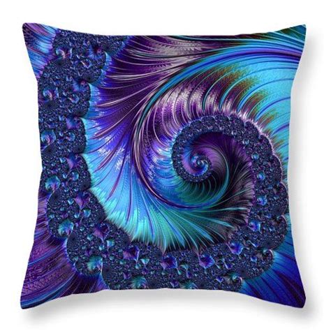 A Spiralling Fractal Of Purple And Blue Throw Pillow By Mo Barton