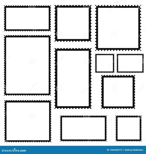 Postage Stamps Template Blank Rectangle And Square Postage Stamps