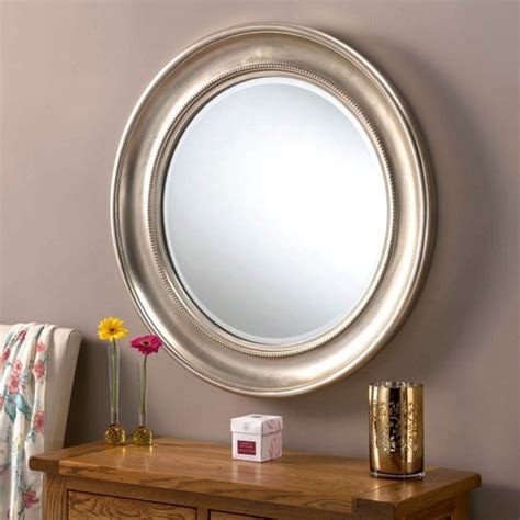 Round Silver Contemporary Wall Mirror Wall Mirror Homesdirect365
