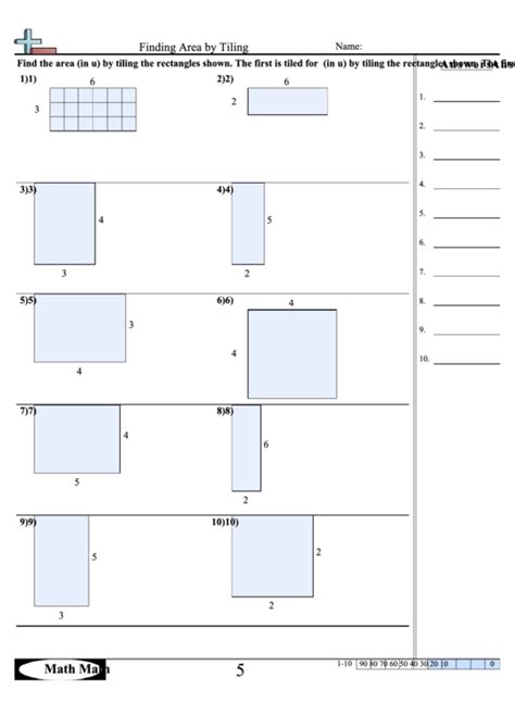 Finding Area By Tiling Math Worksheet With Answer Key Printable Pdf