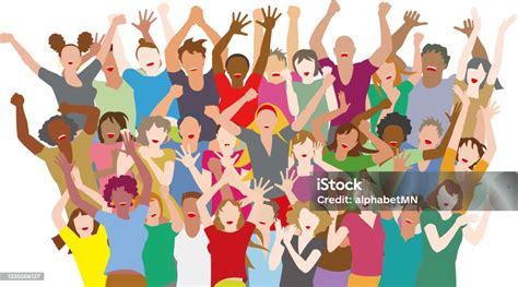 Vector Illustrations Of Young People Rejoicing Stock Illustration