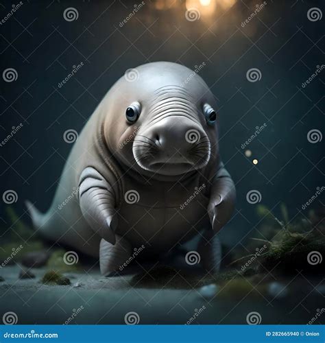 Cute Baby Dugong Ai Generated Image Stock Illustration Illustration
