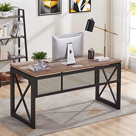 Black computer desk study home office desk with drawers, 46 writing desk with storage glass desktop, small modern simple desk table for student pc laptop notebook, metal frame 4.5 out of 5 stars 176 $149.99 $ 149. BON AUGURE Industrial Office Computer Desk, Wood and Metal ...