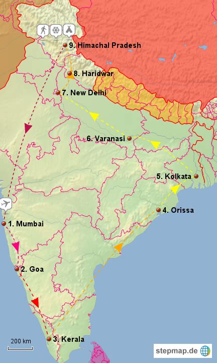 Stepmap Travel Route India Landkarte Für Indien