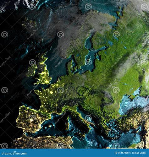 Europe On Physical Map In The Morning Stock Illustration Illustration
