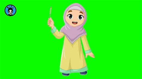 Green Screen Animasi Kartun Muslimah Vid 01 Youtube