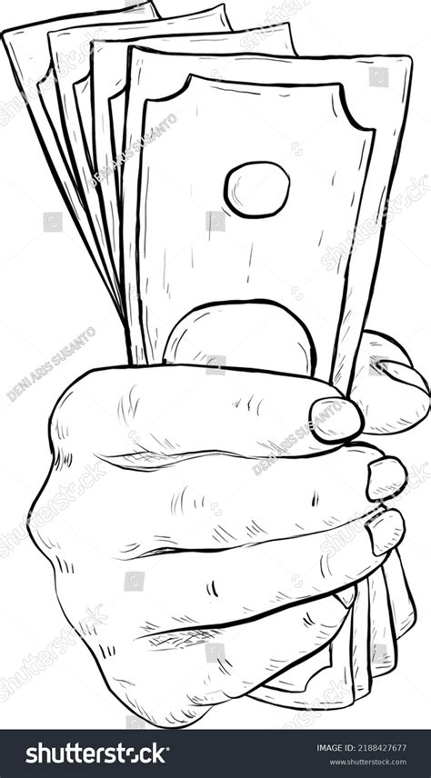 Sketch Hand Drawn Hand Holding Money Isolated Royalty Free Stock