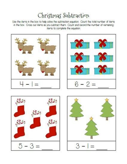 Looking for free printable kindergarten math worksheets or preschool math worksheets? Christmas Themed Subtraction Practice Worksheets - SupplyMe