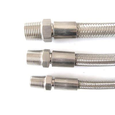 NPT Male Hose Fittings Stainless Steel Braided PTFE Hose QC Hydraulics