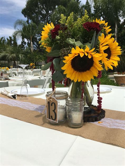 Rustic Wedding Sunflowers And Burlap By Simply Karlie Jo Table