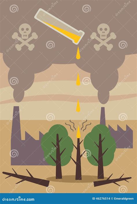 Acid Rain Trees Stock Vector Illustration Of Deforestation 46276514