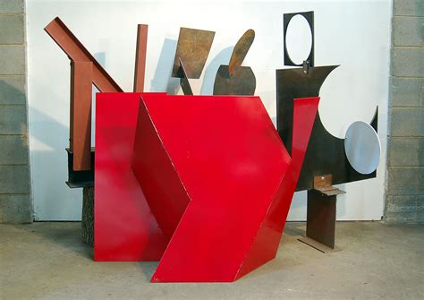 Abstract Steel Sculpture Focusing On Architectonic Geometry And Spatial