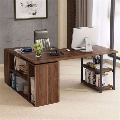L Shaped Computer Desk Tribesigns Rotating Corner Computer Desk With
