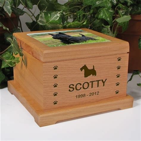 Personalized dog and cat cremation urns, including keepsake urns, spirit urns and grave markers. Laser Engraved Pet Urns Dog & Cat 5x5Trophy Trolley