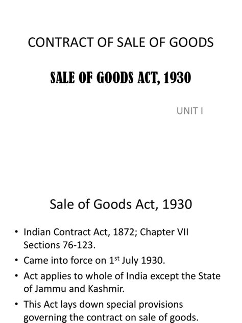 Maybe you would like to learn more about one of these? Unit 1 Sale of Goods Act 1930 | Auction | Contract Law