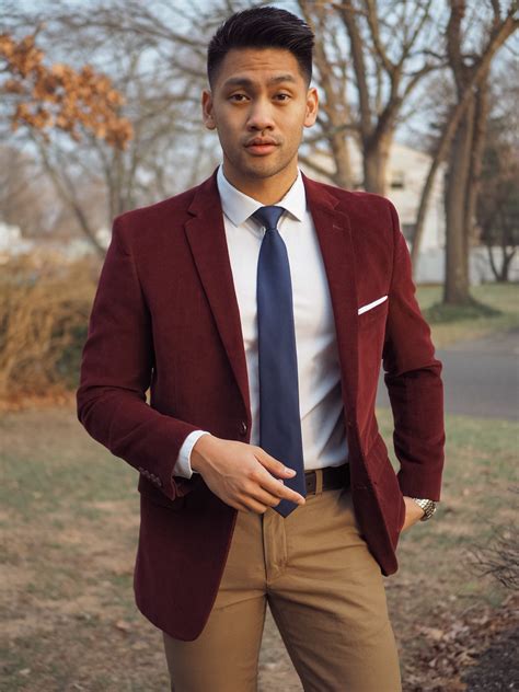 Burgundy And Navy Burgundy Jacket Outfit Burgundy Blazer Outfit