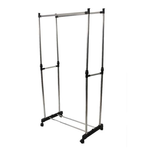 Cterwk Dual Bar Vertically Stretching Stand Clothes Rack With Shoe