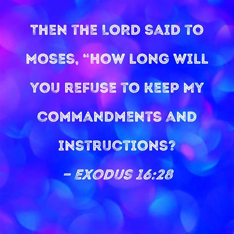 Exodus 1628 Then The Lord Said To Moses How Long Will You Refuse To