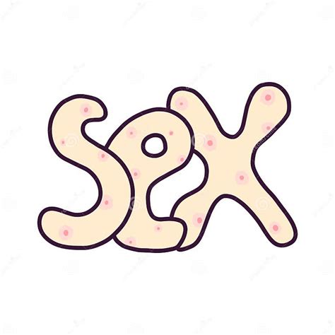 Sex Word Hand Drawn Lettering With Illustration Cartoon Style Stock