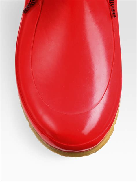 Hunter Rubber Laceup Rain Boots In Red Lyst