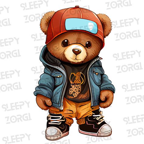 Sz115 Teddy Bear Wearing Streetwear Png Png Sublimation Design For