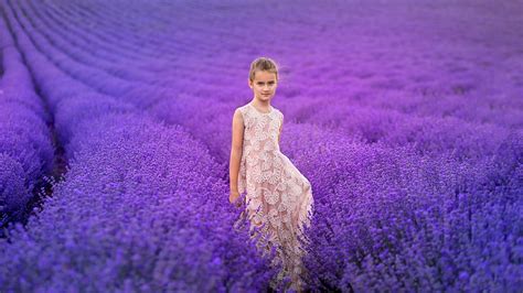 1920x1080 Cute Girl In Lavender Field 1080p Laptop Full Hd Wallpaper