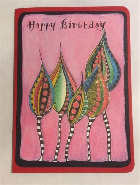 Leafy Doodle Card 4 Doodle Cards Cards Happy Birthday