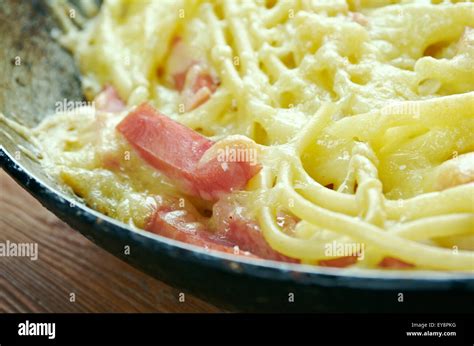 Spaghetti Frittata With Eggs Cheese Italian Flavored Stock Photo Alamy