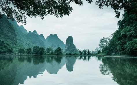 배경 화면 중국 아름다운 자연 경치 호수 산 나무 2560x1600 Hd 그림 이미지